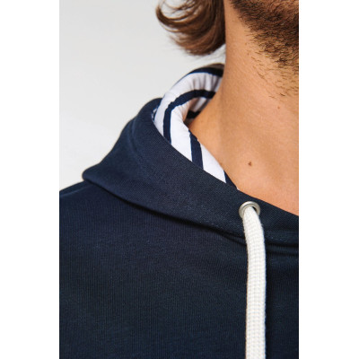 Unisex contrast patterned hooded sweatshirt